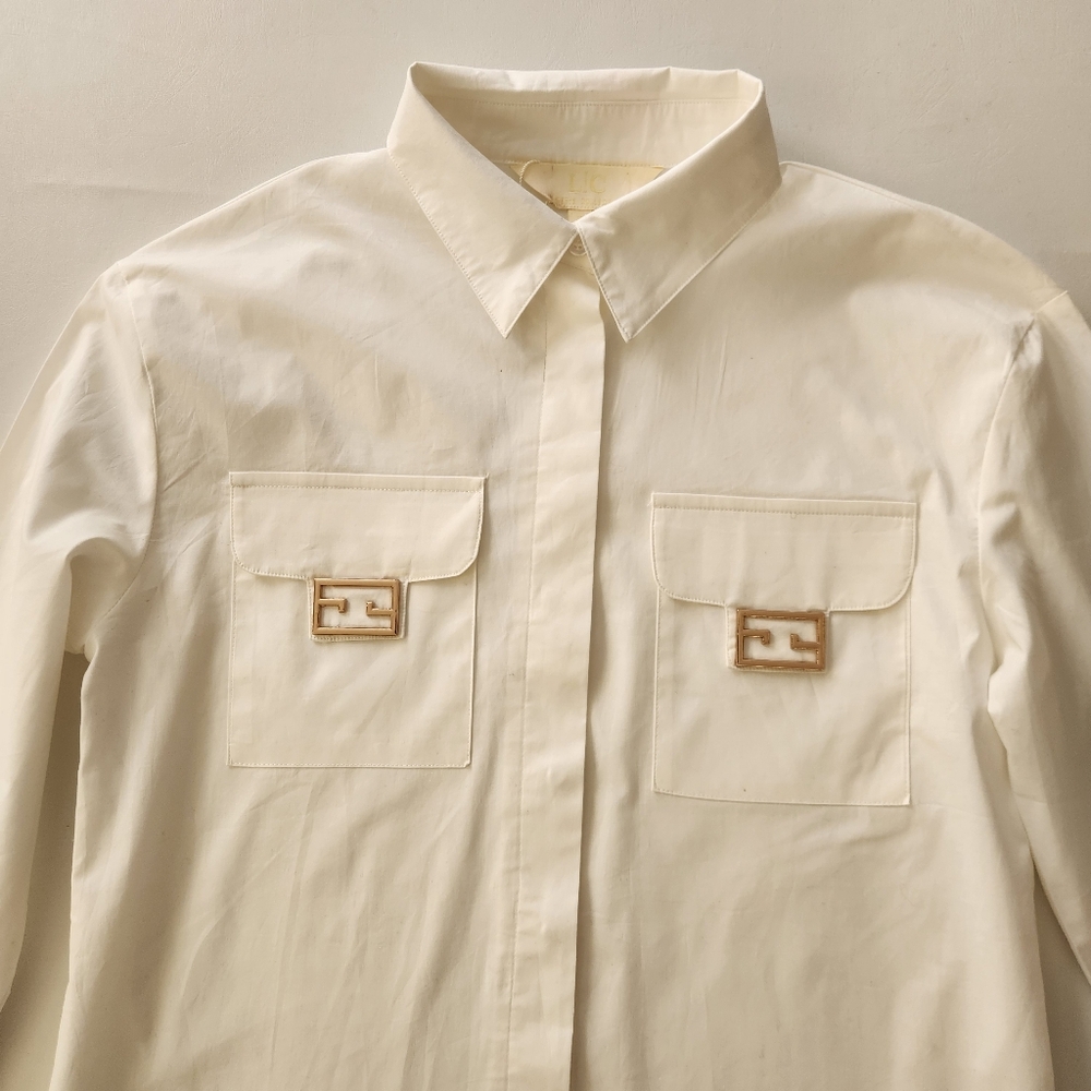 Lizette Collection White hidden Button-down Longsleeve Shirt